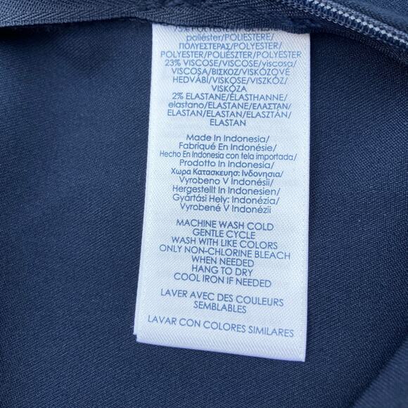 Chaps Dress Pants Sz 12 Navy Wide Leg Zip Navy Careerwear Minimalist Old Money - Picture 10 of 11